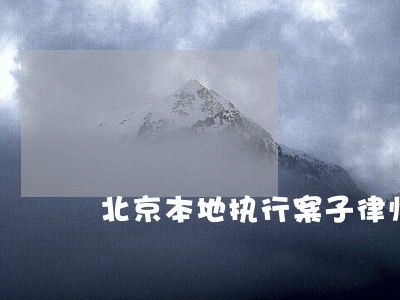 北京本地执行案子律师排行