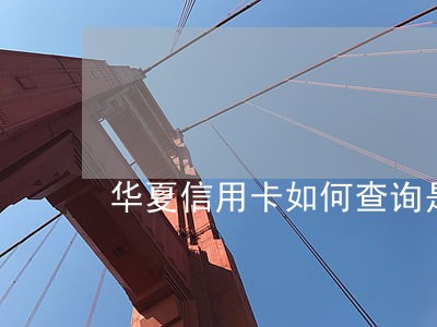 华夏信用卡如何查询是否逾期