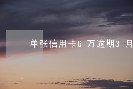 单张信用卡6万逾期3月还不上 单张信用卡6万逾期3月还不上