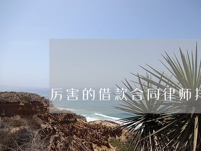 厉害的借款合同律师排行