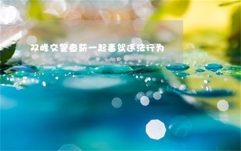 双峰交警查获一起毒驾违法行为