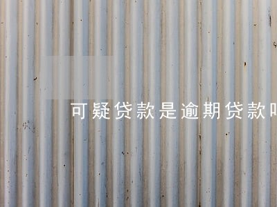 可疑贷款是逾期贷款吗