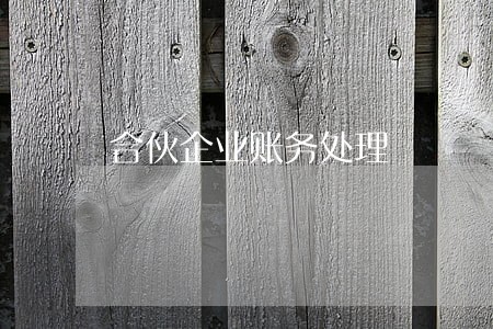 合伙企业账务处理