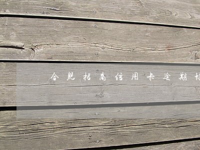 合肥招商信用卡逾期协商