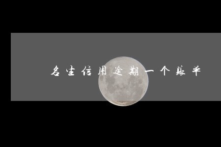 名生信用逾期一个账单 名生信用逾期一个账单