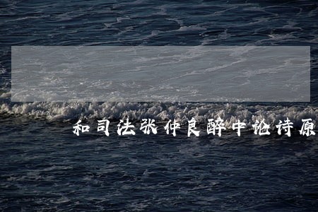 和司法张仲良醉中论诗原文朗读