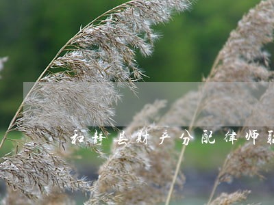 和静县财产分配律师联系方式 和静县财产分配律师联系方式