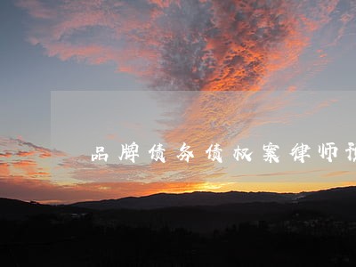 品牌债务债权案律师预算 品牌债务债权案律师预算