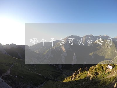 哪个平台可以查信用卡逾期 哪个平台可以查信用卡逾期