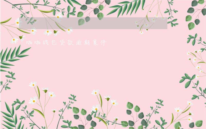 啪啪钱包贷款逾期案件 啪啪钱包贷款逾期案件