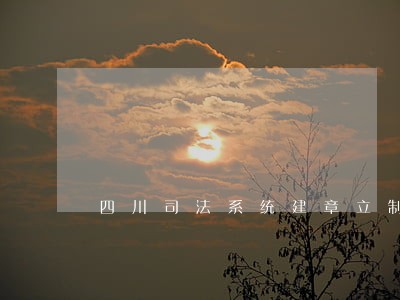四川司法系统建章立制整顿作风 四川司法系统建章立制整顿作风