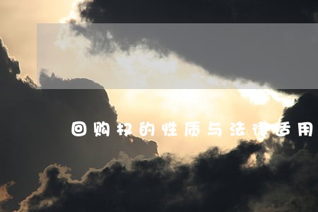 回购权的性质与法律适用研究 回购权的性质与法律适用研究