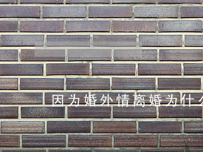 因为婚外情离婚为什么不可以原谅 因为婚外情离婚为什么不可以原谅