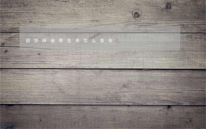 团贷网逾期名单怎么查询