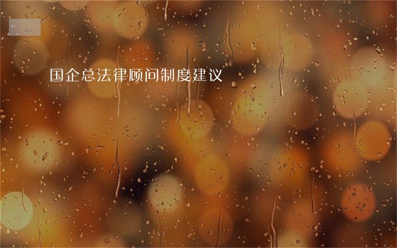 国企总法律顾问制度建议 国企总法律顾问制度建议