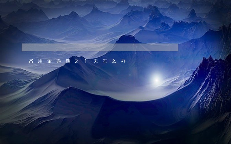 备用金逾期21天怎么办 备用金逾期21天怎么办