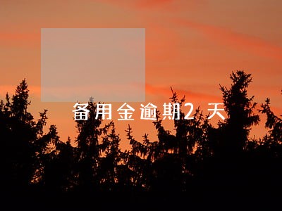 备用金逾期2天 备用金逾期2天