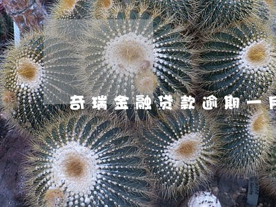 奇瑞金融贷款逾期一月