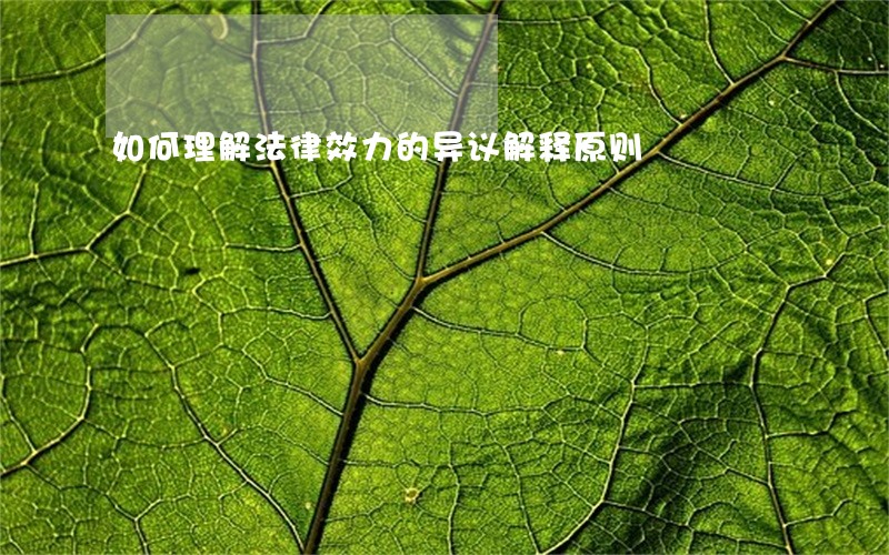 如何理解法律效力的异议解释原则 如何理解法律效力的异议解释原则