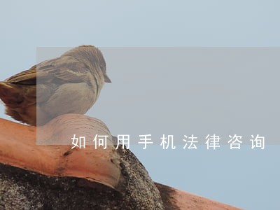 如何用手机法律咨询 如何用手机法律咨询