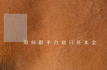 如何跟平台谈只还本金 如何跟平台谈只还本金
