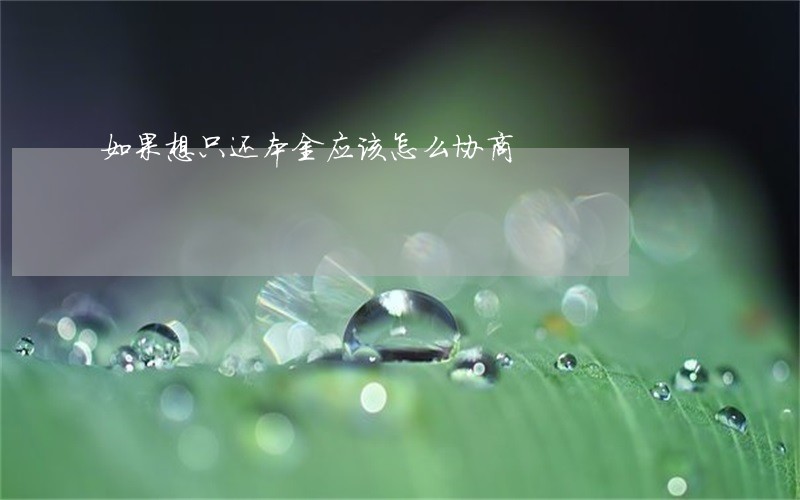 如果想只还本金应该怎么协商 如果想只还本金应该怎么协商