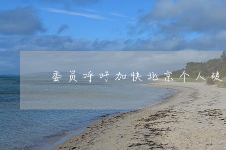 委员呼吁加快北京个人破产立法 委员呼吁加快北京个人破产立法