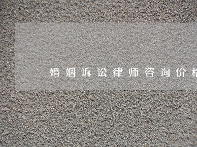 婚姻诉讼律师咨询价格 婚姻诉讼律师咨询价格