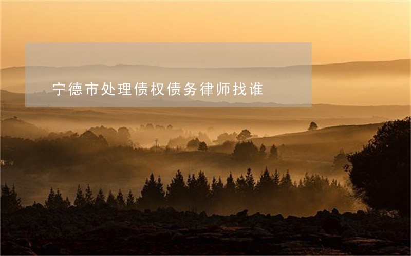 宁德市处理债权债务律师找谁 宁德市处理债权债务律师找谁