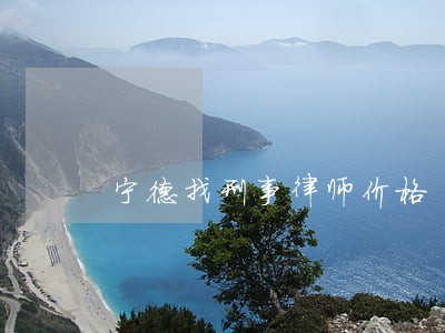宁德找刑事律师价格