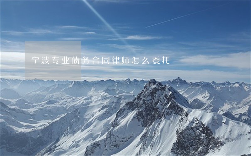 宁波专业债务合同律师怎么委托 宁波专业债务合同律师怎么委托