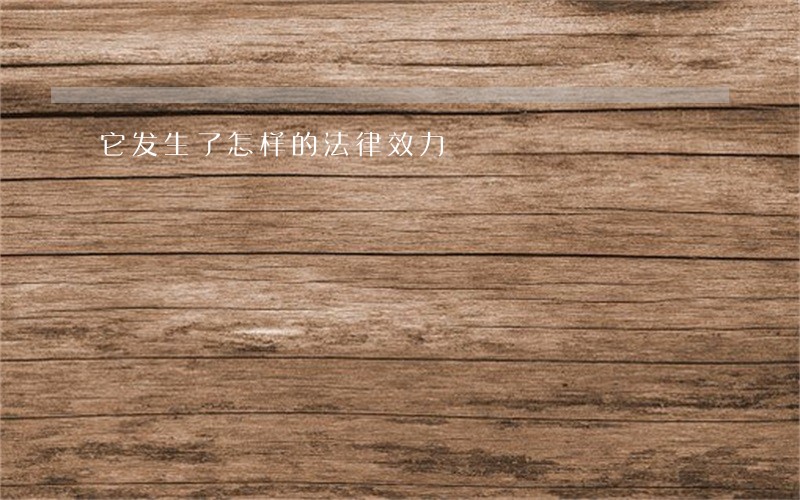 它发生了怎样的法律效力 它发生了怎样的法律效力