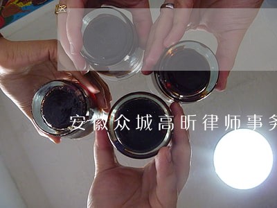 安徽众城高昕律师事务所律师 安徽众城高昕律师事务所律师