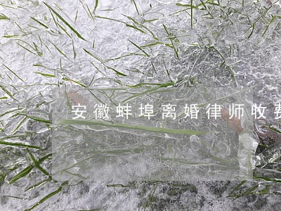 安徽蚌埠离婚律师收费 安徽蚌埠离婚律师收费