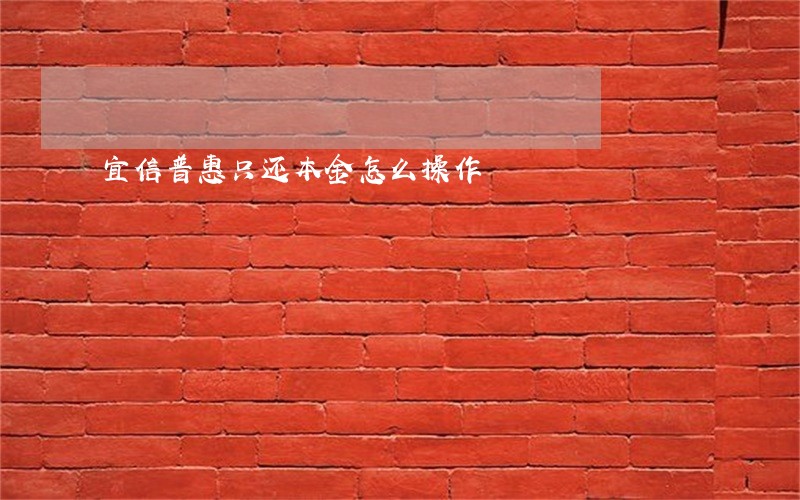 宜信普惠只还本金怎么操作 宜信普惠只还本金怎么操作