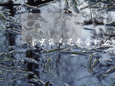 富宝袋只还本金行么 富宝袋只还本金行么