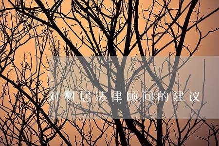 对村居法律顾问的建议 对村居法律顾问的建议