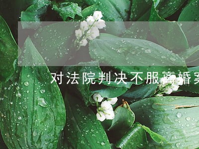 对法院判决不服离婚案重审 对法院判决不服离婚案重审