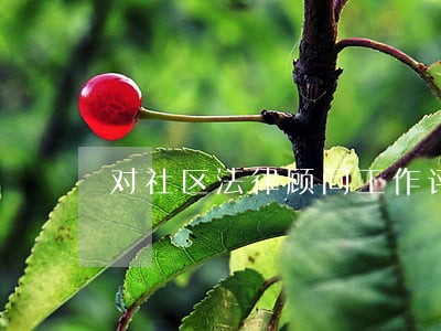 对社区法律顾问工作评价 对社区法律顾问工作评价