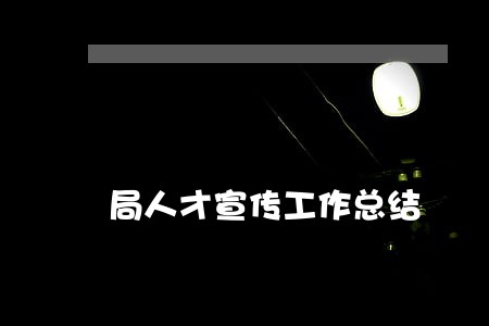 局人才宣传工作总结 局人才宣传工作总结