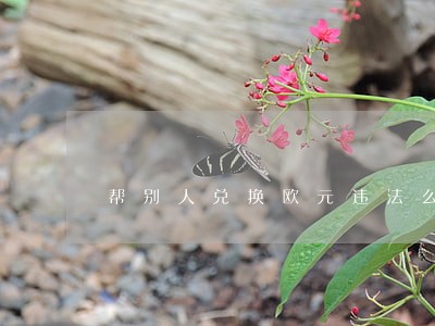 帮别人兑换欧元违法么 帮别人兑换欧元违法么