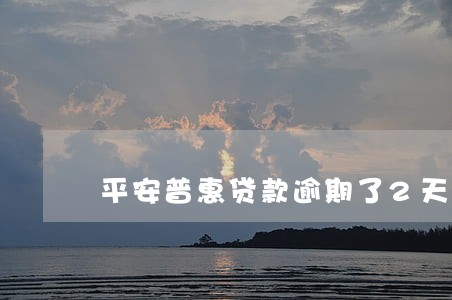 平安普惠贷款逾期了2天 平安普惠贷款逾期了2天