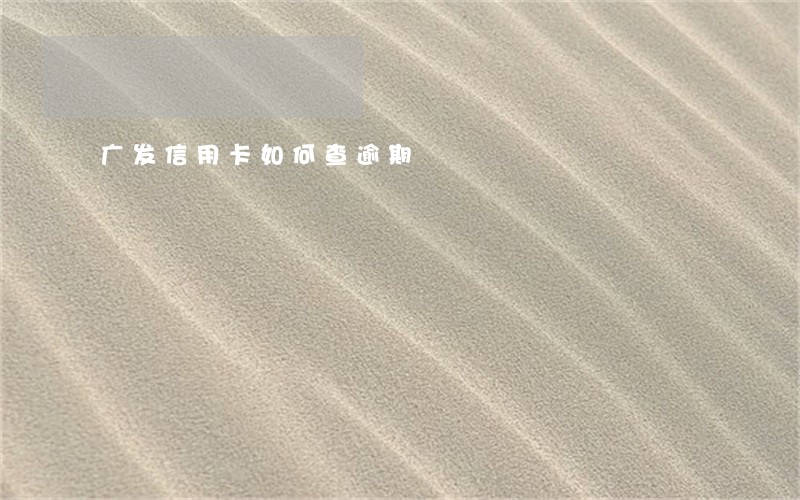 广发信用卡如何查逾期
