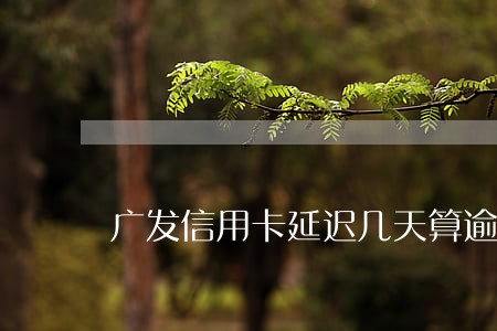 广发信用卡延迟几天算逾期 广发信用卡延迟几天算逾期