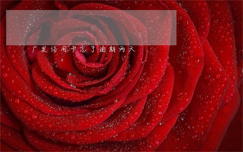 广发信用卡忘了逾期两天 广发信用卡忘了逾期两天