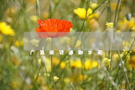 广发房贷逾期2天 广发房贷逾期2天