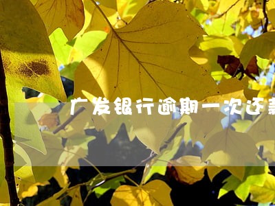 广发银行逾期一次还款 广发银行逾期一次还款