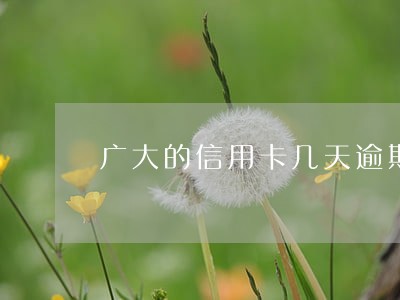 广大的信用卡几天逾期 广大的信用卡几天逾期