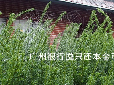 广州银行说只还本金可信吗 广州银行说只还本金可信吗