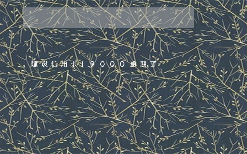 建设信用卡19000逾期了 建设信用卡19000逾期了